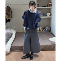 @Tiemvaixinh Set Quần Ống Suông Lửng Mix Set Áo Cổ Bèo Quả Bí