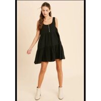 Tiered cami mini flared dress F21 vnxk đầm babydoll hai dây xoè tầng phồng phối nút xuất khẩu dư xịn baby doll forever21