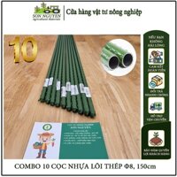 [TIẾT KIỆM 5%] Combo 10 cọc thép bọc nhựa phi 8 dài 1,5m làm vườn, làm giàn, cọc chống cây, cọc đỡ hoa hồng.