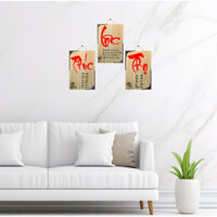 (Tiết kiệm hơn) Bộ tranh Phúc - Lộc -Thọ trang trí, chữ nổi - Câu đối khắc laser trên nền gỗ nổi bật