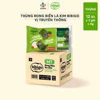 [Tiết kiệm] Thùng 12 lốc Rong biển ăn liền Bibigo Hàn Quốc (Lá kim 12 lốc = 36 gói) -