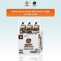 [Tiết kiệm] Thùng 12 lốc Snack rong biển Bibigo vị BBQ/ Wasabi/ Dầu mè (5g x 3 gói x 12 lốc) - Nhập khẩu từ Hàn Quốc