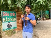 Tiêu 3 khúc trúc tím sơn lòng cao cấp