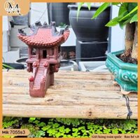Tiểu cảnh chùa một cột nhỏ gốm đất đỏ trang trí non bộ, mô hình chùa 1 cột, phụ kiện hòn non bộ