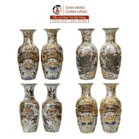 Tiểu Lộc Bình Cắm Hoa Mai Hoa Đà.o, Sen Gỗ Gốm Sứ Bát Tràng - Lục Bình Thờ