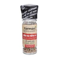 Tiêu Sọ Hạt Hữu Cơ Nắp Cối Xay, Organic White Pepper, Ceramic Ginder (55g) - FARMERS ORGANIC