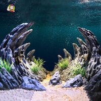 Tiezi 2 cái / bộ Đồ trang trí Ravine mô phỏng, Đá cảnh xương rồng sống động như thật, Nhựa trang trí sáng tạo Nơi ẩn náu cá Hang động Nơi ẩn náu Bể cá