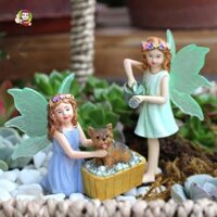Tiezi 2 Cái / bộ Tượng Hoa Cổ Tích, Huỳnh Quang Handmade Thiên Thần Đồ Trang Trí Nhỏ, Nhựa Thanh Lịch Nghệ Thuật DIY Vườn Rửa Chó Điêu Khắc Máy Tính Để Bàn