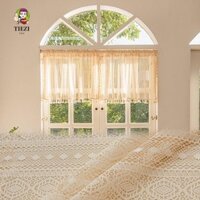 Tiezi Dệt Ren Rèm, Trang Trí Không Gian Tua Rua Ngắn Bohemian Rèm Cửa Sổ, Vintage Thoáng Khí Lãng Mạn Rỗng Ra Ren Drape Phòng Ngủ