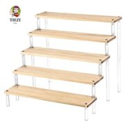 TIEZI Giá trưng bày lưu trữ Acrylic TIEZI, 20 / 30 / 40 / 50cm Loại thang Búp bê Nhân vật Kệ mô hình, Trụ Acrylic dung tích lớn Khay lưu trữ sơn móng tay trong suốt Hộ gia đình
