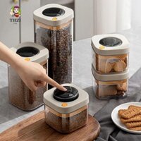 TIEZI Hộp đựng con dấu chân không TIEZI, Bình kín bằng nhựa loại ép, Hộp đựng hạt cà phê có thể tái sử dụng bằng tay chống ẩm thực Nhà bếp