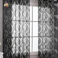 TIEZI Tiezi Lá Họa Tiết Sheer Rèm, Rèm Cửa Sổ Gạc Thanh Lịch, Phong Cách Mục Vụ Lãng Mạn Hiện Đại Màn Vải tuyn Mềm Phòng Ngủ