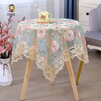 Tiezi Vintage Ren Bàn Vải, Khăn Trải Bàn Hoa Vuông Có Thể Giặt Được Bằng Dầu, Bền Rỗng Dày Handmade Châu Âu Nông Thôn Bàn Vải Để Bàn