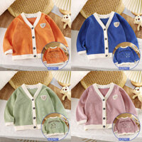 Tiingxuyu Áo Khoác Bé Áo Len Xuân Thu Đông Quần Áo Bé Gái Thời Trang Dệt Kim Cardigan Bé Trai Hàn Quốc Top Áo Khoác Cho Bé 0-8