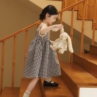 Tiingxuyu Bé Gái Đầm Mùa Hè Phong Cách Mới Bé Gái Phong Cách Phương Tây Ren Kẻ Sọc Váy Bé Gái Mori Đầm Công Chúa