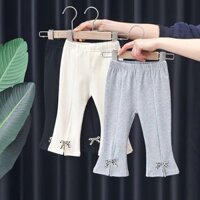 Tiingxuyu Quần Áo Trẻ Em Bé Gái Da Báo In Nơ Quần Legging Quần Cho Bé Gái Quần Trẻ Em Chia Quần loe Xuân Thu