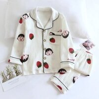 Tiingxuyu Trẻ Em Xuân Hè Mỏng Ve Áo Bong Bóng Phong Cách Mới Bé Gái Dễ Thương Bóng Bộ Đồ Ngủ Quần Dài Tay Quần Áo Gia Đình Có Thể Mặc Bên Ngoài