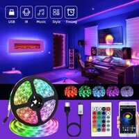 Tiktok 3m 5m 10m 15m Dải LED RGB 16 triệu màu điều khiển điện thoại di động, nhấp nháy theo nhạc, cuộn dây led đổi màu