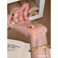 Tìm Kiếm Ánh Sáng Trung Cổ Hổ Vàng Mắt Chải Nhẫn Retro Cao Cấp Micro-Ind Zircon Rộng Chỉ Số Ngón Tay Nhẫn Bán Chạy 4.3