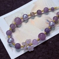 Tím Sang Trọng Hạt Lớn Cao Cấp Cảm Giác Thủy Tinh Tím Đính Hạt Dây Điện Thoại Di Động Miếng Đệm Dây Không Thể Chịu 3.3