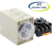 Timer AH3-3, rơ le thời gian 8 chân tròn điện áp 220VAC tặng kèm chân đế PF083A