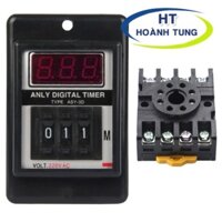 Timer điện tử ASY-3D rơ le thời gian có tai 8 chân tròn hiển thị số điện 220VAC kèm chân đế PF083A
