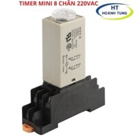 Timer hẹn giờ H3Y-2 relay mini thời gian, công tăc hẹn giờ 8 chân điện áp 220VAC kèm chân đế PYF08A