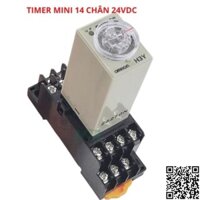 Timer mini H3Y-4 relay thời gian, công tắc tự động 14 chân điện áp 24VDC tặng kèm chân đế PYF14A