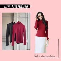 TIN TOP- Áo Thun Tay Dài Cổ Lọ Thun Gân, Áo Thun Dài Tay Cổ Cao Emtrending