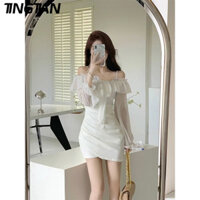 TINGTIAN váy Đầm váy nữ body đầm Hàn Phong Vintage hàn quốc Cổ điển WLQ23B08B7 31Z240803