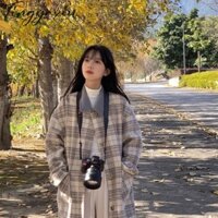 TINGYAXIU Áo Khoác Len Dày Dáng Dài Họa Tiết Kẻ Sọc Phong Cách Hàn Quốc Cho Nữ