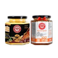 Tinh bột nghệ nguyên chất nếp vàng Honimore hũ 200g tặng Mật ong rừng nguyên chất 360g – 100% Nghệ nếp vàng Khoái Châu, Hưng Yên