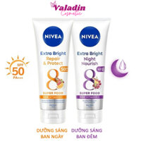 Tinh chất dưỡng trắng da Nivea Night Whitening 200ml/Dưỡng thể NIVEA Extra White Repair & Protect Serum SPF50 180ml