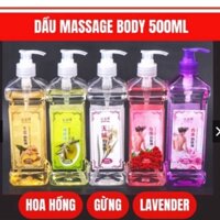 Tinh Dầu Massage Body 500ml Tinh Dầu Gừng Hoa Hông Lawender 100% Thiên Nhiên. Dùng Trong Spa Thẩm Mỹ Viện