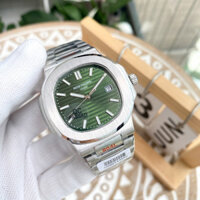 Tính khí hợp thời trang tươi mát Mặt số xanh NAUTILUS Cổ điển Dây đeo bằng thép không gỉ thoải mái tinh tế PATEK PHILIPPE Đồng hồ nam cơ khí tự động