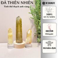 Tinh thể thạch anh Vàng - Citrine đá thiên nhiên kèm đế và đèn dùng decor home, thanh tẩy, tarot, thiền định Mi Shungite