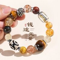 Tinh thể vàng tự nhiên thu hút sự giàu có Bình an có phúc phong thủy vòng tay nam nữ năm đường tài thần