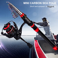 Tinysiry Mini Fishing Pole Chống ăn mòn Sợi Carbon cường độ cao Cần câu bằng kính thiên văn di động để câu cá