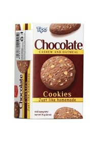 Tipo Bánh Cookies Chocolate Hạt Điều & Yến Mạch 75G (24 Hộp/Kiện)