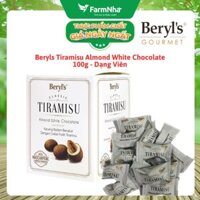 Tiramisu Almond White Chocolate 100g Beryl's - Socola truyền thống hấp dẫn với bột phô mai kem Ý mascarpone