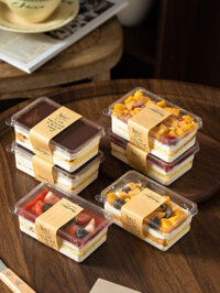 Tiramisu Box Berry Thousand Layer Soy Custard Hộp đóng gói Nắp dùng một lần Làm bánh trong suốt Bao bì tráng miệng