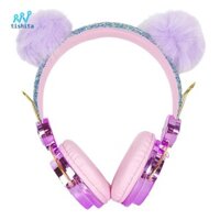 Tishita Anime Dễ Thương Long Lanh Bling Bear Tai Nghe Trẻ Em Giới Hạn Âm Lượng Cho Bé Gái