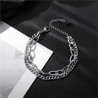 (Titan) B26 Vòng tay lắc tay na nữ dây xích đôi đẹp titan không đen gỉ
