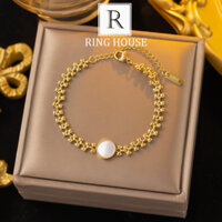 (Titan) B61 Vòng Tay Lắc Tay Nữ Mặt Tròn Trắng Khảm Xà Cừ Đẹp Ring House