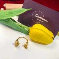 Titan (không đen gỉ) - Nhẫn titan trang sức nữ hình bướm rỗng lazer màu vàng Gemma TON-001