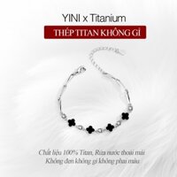 (Titan) Lắc tay cỏ bốn lá đá thép titan không phai màu không gỉ