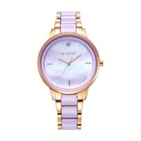 Titan Purple Ceramics Pink Dial Analog Steel and Ceramic Strap Watch for Women