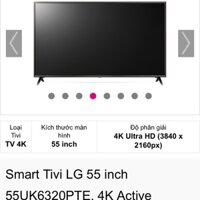 Tivi LG 55 in UK6320 (2018)-4K (tìm kiếm bằng giọng nói)