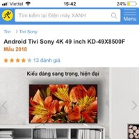 Tivi Sony 49in X8500F (điều khiển bằng giọng nói )