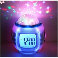 Tkmars Đồng Hồ Báo Thức Kỹ Thuật Số Ánh Sáng Ban Đêm Hình Bầu Trời Sao Phát Nhạc Thay Đổi Màu Sắc Cho Trẻ Em ruiyan